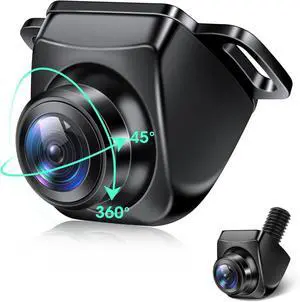 AHD 1080P Backup Camera 360°Rotatable Back up Camera for Cars Reverse Camera for Truck Super Night Vision IP69K Waterproof Rear/Front/Side View Camera w 170° Wide Angle Reverse Line, No Drilling