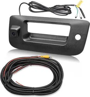 RED WOLF Tailgate Handle Reverse Backup Camera Fit for 2007-2014 Chevrolet Silverado GMC Sierra 1500 2500 HD IP68 Waterproof 150° View Angle Rear View Camera with Key Hole Replaces OE Number 22755305