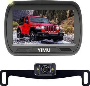 YIMU Car Backup Camera for car with Monitor,Night Vision, DIY Guide Lines, IP69K Waterproof, Front/Reverse Camera with Two Beackets for Easy Install for Trucks, SUVs and Pickups K43 (4.3inch K4303)