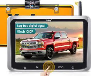 Wireless Backup Camera Easy Install: Touch Button 5 Inch HD 1080P Monitor - No Delay Digital Signal Reverse Cam with Color Night Vision for Car Truck Trailer Hitch - Yakry Y25