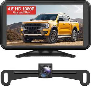 AUTO-VOX Backup Camera for Truck Plug and Play: 4.8" 1080P Stable Signal Clear Night Vision Rear View Camera System, IP69K Waterproof 3X Zoom Back Up Camera for Car SUV Pickup Van