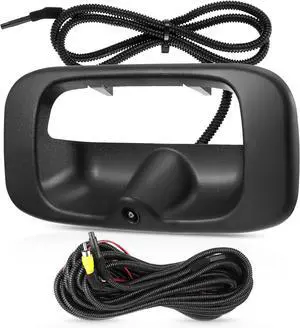 Tailgate Handle Backup Camera Fit for Chevy Silverado GMC Sierra 1500 2500 3500 HD 1999-2007 Classic Tailgate Reversing Rear View Park Assist Camera RCA Plug Replaces 15228539