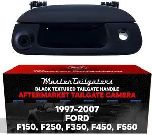 Master Tailgaters Black Tailgate Handle with Backup Camera Replacement for Ford F150, F250, F350, F450, F550 (1997-2007) | IP68 Waterproof | Parking Grid Lines Available | Easy to Install