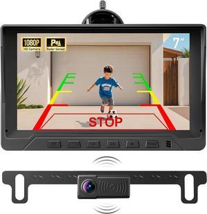 1080P Backup Camera with Backup Sensors Parking Distance Control (PDC) System, Back up Camera Waterproof Clear Night Vision Rear View Camera with 7'' Monitor for Cars/Truck/SUV/RV/Van/Trailer