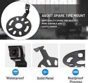 Rear View Mirror Camera with 4.3 Monitor for Jeep Wrangler Rubicon Sahara Sport Unlimited Spare Tire Mount Wheel Mounting Reverse Backup Cam for YJ, TJ, JK JKU, JL JLU Parking & Driving Safety