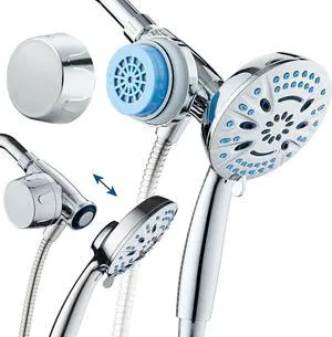 Magneton 8-setting Magnetic Docking Hand Shower with Built-in Shower Filter - On/Off Filtration Modes, Instant Cartridge Reload, Stay-Clean KDF Cartridge, 6 ft. Steel Hose, Chrome Finish