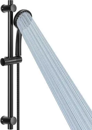 5-Setting High Pressure Handheld Shower Head Combo, NearMoon Multi-functions Powerful Spray Handheld Showerhead Combo (with Slide Bar and 60 Stainless Steel Hose, Matte Black)
