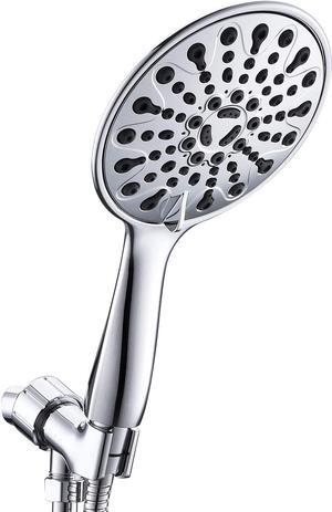 High Pressure Shower Heads with 6 Spray Setting Massage Spa 6" Showerhead with Handheld Shower Head with Extra Long Hose 59 Inches(5 FeetAnd Adjustable Bracket Chrome