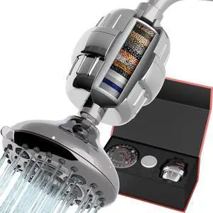 Aqua Earth Filtered Shower Head High Pressure Shower Filter Hard Water Remove Chlorine Harmful Substances Coconut Shell Activated Carbon Reduce Heavy Metals Other Sediments Vitamin C