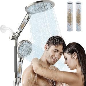 HANLIAN Filtration Shower Heads with Handheld Spray Combo, High Pressure Rainfall Shower Head with Handheld Combo, Filtered Dual Shower Head with Hand Held, Double Shower Heads (Brushed Nickel)