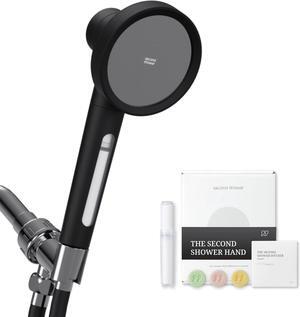 SecondShower Clinically Proven Filtered Shower Head for Skin Health, High Pressure Handheld with NSF Certified Filtration for Hard Water, Eco Friendly Natural Vitamin C Shower Filter (Matte Black)