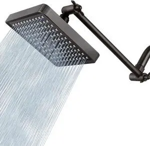 Voolan Rain Shower Head with 11" Extension Arm - High Pressure Rainfall Showerhead - Luxury Modern Look - Comfortable Shower Experience Even at Low Water Flow (Square, Oil Rubbed Bronze)
