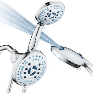 Hotel Spa AquaCare As-Seen-On-TV High Pressure Handheld & Rain 50-mode 3-way Shower Head Combo with Anti-clog Jets, 2-mode Tub & Pet Power Wash, Extra Wall Bracket, 6 ft. Hose, All Chrome Finish