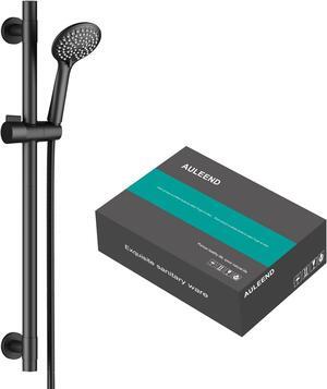 Shower Slide Bar Handheld Shower Head with Hose, 5-Function Hand Shower with Wall Mountshower slide bar,adjustable height shower head (A-round, Matte Black)