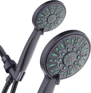 AquaDance Antimicrobial/Anti-Clog High-Pressure 6-setting Hand Shower, Microban Nozzle Protection from Growth of Mold, Mildew & Bacteria for Stronger Shower! Oil-Rubbed Bronze Finish/Coral Green Jets