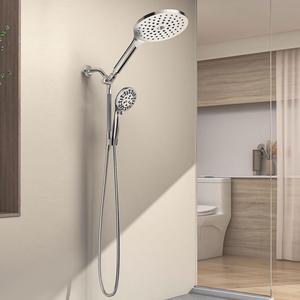Double Shower Heads with 9 Modes, High Pressure Dual Shower Heads with Handheld Spray Combo, Rainfall Shower Head with Handheld Combo, Waterfall Shower Head(Brushed Nickel)