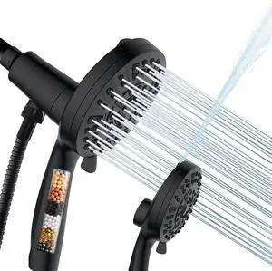 Filtered Shower Head with Handheld - 10 Spray Modes High Pressure Handheld Shower, With Filtered Spray Combo, Magnetic Connection Shower Head, With 60-Inch Long HoseMatte black