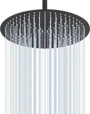 16 inch Matte Black Large Ceiling Rainfall Shower Head, All Metal Stainless Steel 304, Full Body Round Rain Shower with 230 Silicone Nozzles