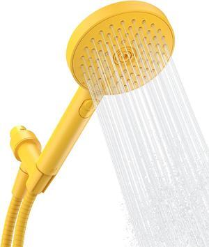 Sproos - Handheld Shower Head, High Pressure, 3 Spray Functions Plus Pause, Extra Long 70 Inch Hose - Eco-friendly Materials - Easy DIY Installation - High Pressure Performance - Yellow