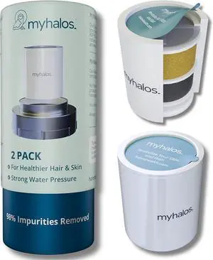 MyHalos® Fixed Hard Water Shower Filter Cartridge Replacement - Professional Home and Travel Power Filtered Shower Head Filter, Chlorine & Heavy Metal Removal - Water Softener, High Pressure - 3 Month