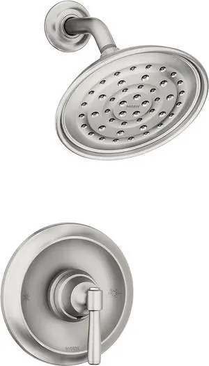Halle Spot Resist Brushed Nickel Shower Faucet Trim Set featuring Wide Showerhead and Lever Handle with Posi-Temp Valve Included 82971SRN