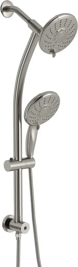 Lordear Rain Shower Head with Handheld Spray 5 Setting 3-Way Water Diverter Double Rain Hotel Spa Dual Bathroom Rain Shower Head Combo with Adjustable Sliding Bar,Brush Nickel