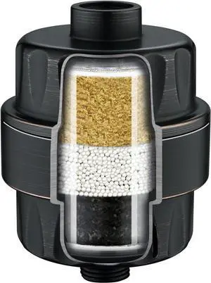 BRIGHT SHOWERS High Output Shower Filter  Universal Shower Head Filter for Hard Water  Triple Filtration for Skin, Hair, and Nails  Removes Chlorine and Odors  Oil Rubbed Bronze