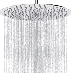 Rain Shower Head, Katezon High Flow Rainfall Showerhead Stainless Steel, Bathroom Waterfall Shower Universal Wall Ceiling Mount (16'', Chrome)