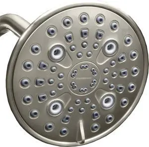 Elite Series: Brushed Nickel Rain Shower Head, 6 Inch 6 Spray Settings Adjustable Rainfall Showerhead with 360 Degree Tilt, Experience MAXX Comfort and Elegance (Brushed Nickel)