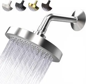 High Pressure Shower Head - Anti-Clogging Silicone Nozzles - 2.5 GPM Removable Restrictor - Easy to Clean Adjustable Replacement - easy to install with Plumbers Tape - 6 inch - Classic Chrome Finish