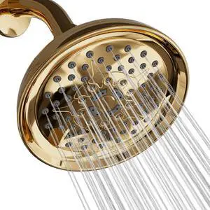 Luxury Spa: ImperialShine Gold Shower Head, 5 inch 6 Spray Adjustable High Pressure Showerhead with 360 Degree Tilt, Experience Comfort and Elegance (Polished Brass/ImperialShine Gold)
