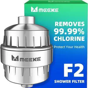 F2 Shower Filter for Bathroom, 2.5 GPM High-Flow, Removes 99.99% Toxic Chemicals & Chlorine (Lab-Tested), Water Softener Shower Head Filter for Hard Water, Protects Skin & Hair, Tool-Free Installation