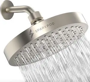 Shower Head - High Pressure Rain - Premium Quality Luxury Design - 1-Min Install - Easy Clean Adjustable Replacement for Your Bathroom Shower Heads (Elegant Brushed Nickel 6 Inch Round)