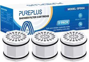 PUREPLUS WHR-140 Shower Head Filter Cartridge, Replacement for Culligan WSH-C125, HSH-C135, ISH-100, HSH-BN135, S-H200-C, S-H200-BN, S-W100-C Advanced KDF WTR Filtration & Consistent Water Flow, 3Pack
