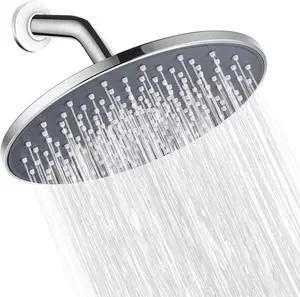 Large Shower Head VMASSTONE 9In High Pressure Showerhead - Tool Free Installation- with Large Spray Surfaces and 200 Nozzles for Delicate and Unstimulate Shower Experience (EM-001 Chrome/Dark Grey)