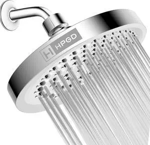 Shower Head - High Pressure Rain, 6-Inch Round, Luxury Chrome Finish, Universal Shower Head Replacement, Premium Quality Anti-Clogging Nozzles, Tool-Free Minute Installation (Chrome)