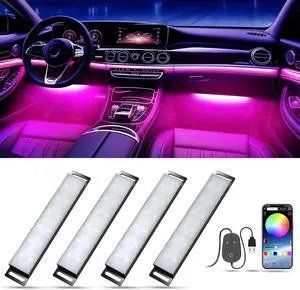 Honalia Car LED Lights Interior, RGB Interior Car Lights with App Control and Music Sync, USB Under Dash LED Lights for Jeeps Trucks SUVs, DC 5V