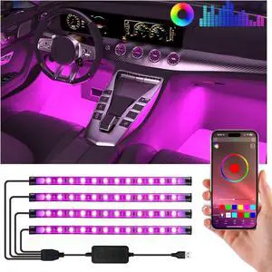 Car Led Lights Interior with Smart APP Control, Sync Music,DIY Mode,Multicolor led Car Interior Light Kits,5V USB Led Lights for Cars, Trucks, SUVs
