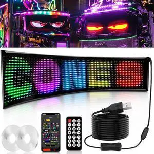 1 Piece 35x8in Large Devil Eyes Light for Cars Truck, Flex LED Display Custom Text DIY Pattern, Programmable Devils Eye Soft Screen, Car Window Display Truck Eyes LED Screen Panel for Windshield