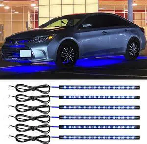 Car Led Light Strip,Blue Interior Lights for Trucks 30CM 15 SMD IP67 Waterproof Car Underglow Lights for Car Motorcycles Boat Golf Cart Home Decoration with 3M Tape(6PCS)