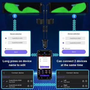 2Pcs LED Eyes for Truck Windshield | Devil Eyes Light for Cars | Flexible Scrolling Programmable LED Signs | Can Edit Text/Graffiti/Animations