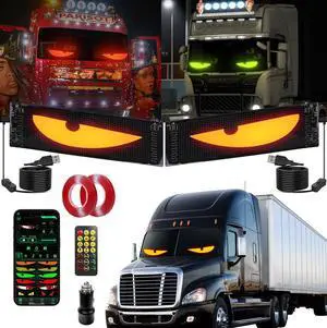 Sachie 2PC Devil Eyes LED Light Strips for Cars/Trucks/SUVs - 23.6"x4.73" Customizable Windshield Decoration with App Control, IP68 Waterproof, USB-Powered