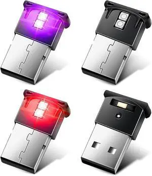 Linkstyle 4PCS Mini USB LED Atmosphere Light, 8-Color RGB Car Interior Light, Adjustable Brightness, Universal 5V Lamp