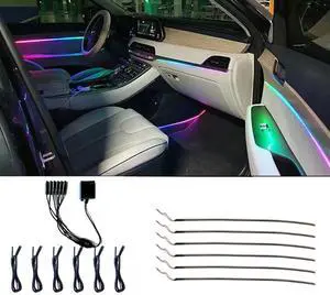 Car Interior led Ambient Lighting, Symphony RGB Car LED Strip Light, 6 in 1 with 204 inches Acrylic Fiber Optic, Multicolor Ambient Lighting Kits, Music Sync Rhythm,Sound Active Function