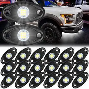 Treela 20 Pods Rock Lights Pure Ambient Underglow Lights for Car SUV Waterproof Neon Trail Rig LED Lamp Lighting for Truck Motorcycle ATV UTV(White)