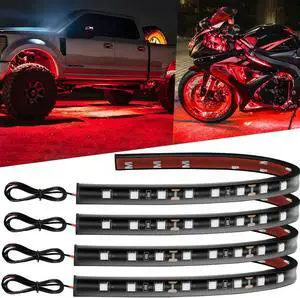 12V Led Light Strip 12.7" Waterproof Red Led Light Strips for Car Golf Cart Motorcycles Truck Boat Led Strip Lights,Pack of 4