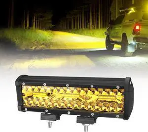 9 Inch Yellow Led Light Bar 180W 18000LM Sammanlight Offroad Spot Flood Combo Fog Lights Triple Row Driving Work Lights for Truck Jp Car SUV ATV UTV Pickup Boat Marine