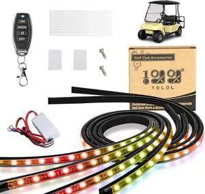 10L0L Golf Cart Underglow LED Light Strip Kit, 22 Modes Glow Neon Underbody Lighting with Wireless Remote Control, Sound Active, Water Resistant Flexible Tubes 4 Pack