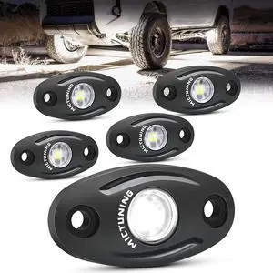 MICTUNING 4 Pods Pure White LED Rock Lights Kit - IP68 Waterproof, with Wiring Harness - Ultimate Underglow for Car, Truck, ATV, UTV, SUV, Off-Road, Golf Cart & Boat