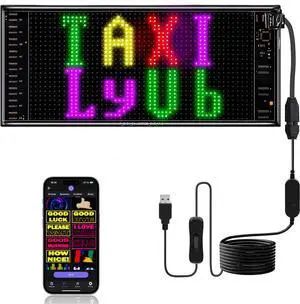 4.7"x10.6" Programmable Flexible LED Matrix Panel, Bluetooth APP Control Custom Text Pattern Animation Scrolling LED Display for Car Windshield